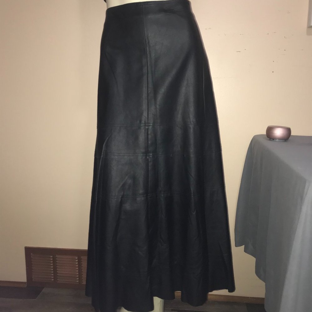 Athena Marie Black Faux Leather Maxi Skirt Sz 12